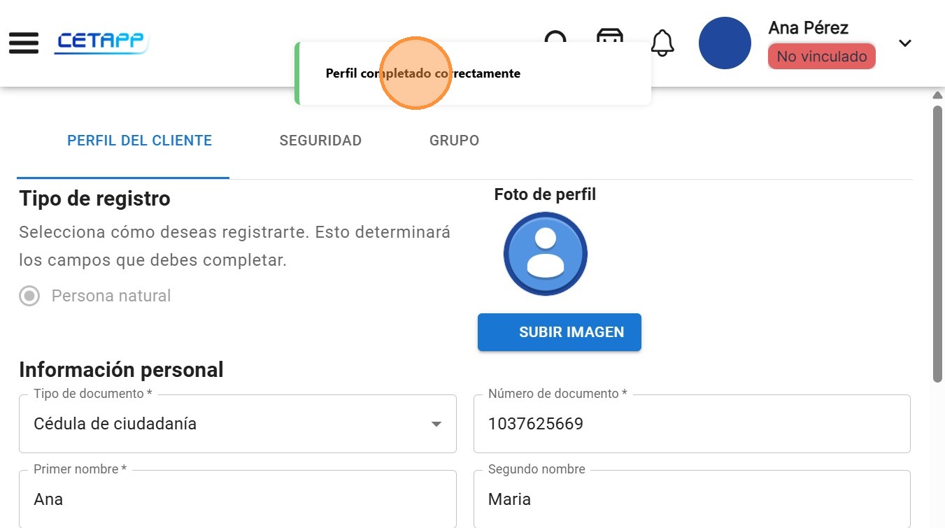 Perfil completado